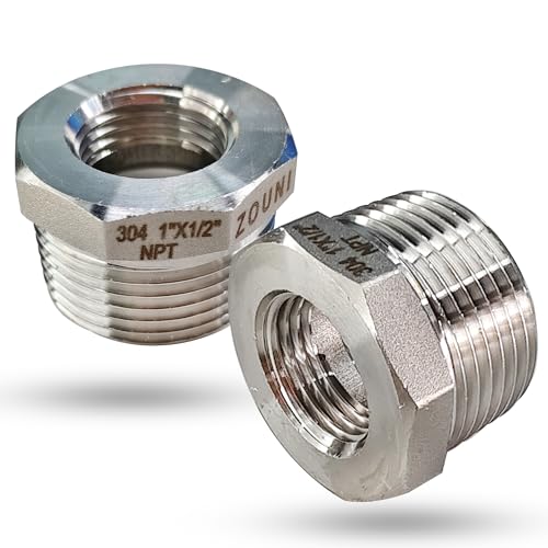 2 Pcs 1" Male NPT to 1/2" Female NPT Reducer Hex Bushing - size: 1" - 1/2"