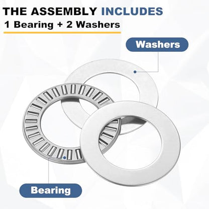uxcell 4 Sets NTA1220 Thrust Needle Roller Bearings with Washers, ID 3/4" - size: NTA1220+2TWA, 3/4"x1-1/4"x4"