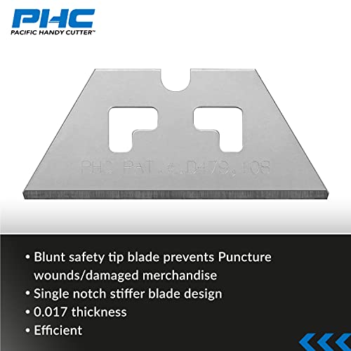 Pacific Handy Cutter SP017 Safety Point Blade for PHC Safety Cutters, Pack of 100, Sharp Edge, Razor Blades for Injury Reduction, Cuts Boxes, Cardboard, Tape, Plastic Straps, and More