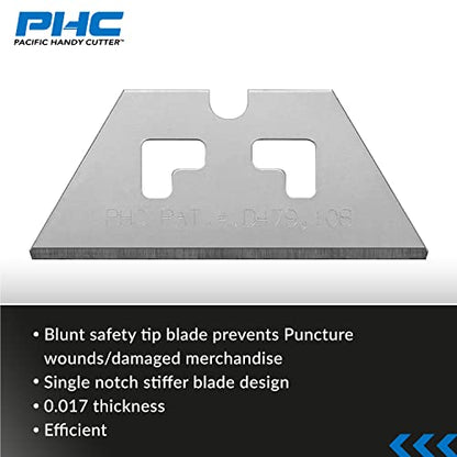 Pacific Handy Cutter SP017 Safety Point Blade for PHC Safety Cutters, Pack of 100, Sharp Edge, Razor Blades for Injury Reduction, Cuts Boxes, Cardboard, Tape, Plastic Straps, and More