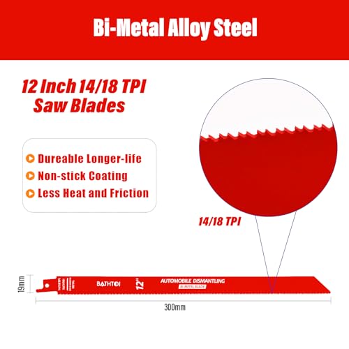 25 Pack 12 Inch 14/18 Tpi Reciprocating Saw Blades for Metal Cutting - size: 12 Inch 14/18TPI