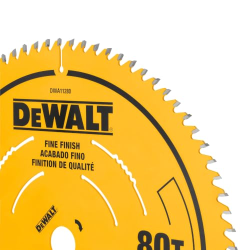 DEWALT 12 Inch 80T Carbide Circular Saw Blade, Fine Finish Saw Blade (DWA11280)