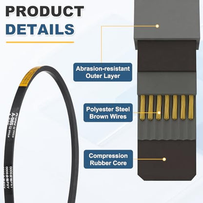 uxcell 3Pcs A965 Rubber V-Belt, 965mm Li x 13mm W x 8mm T, Classic Wrapped - size: A965