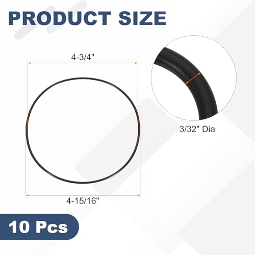 uxcell 10Pcs AS-158 O-Rings, Nitrile Rubber O-Rings 4-3/4" ID, 4-15/16" OD, 3/32" Width Round Sealing Gasket for Automotive Machine Plumbing Sealing Repair (70 Durometer, Black) - size: 4-3/4" ID, 4-15/16" OD, 3/32" Width
