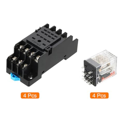 MECCANIXITY 4 Set DC24V Electromagnetic Relay 14-Pin 5A DPDT 4NC 4NO