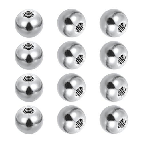 PATIKIL 12pcs M6 x 15mm Ball Nuts Knob, 304 Stainless Steel Round Solid Silver Light Fixture Decorative Screw Cap Cover Machinery Hardware