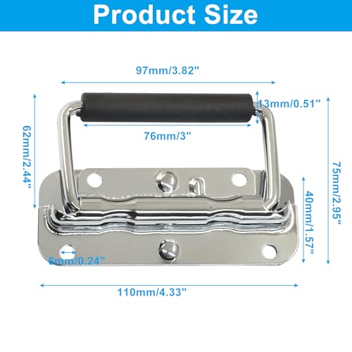 Zorfeter 2 Pack 4.33 Inch Silver Spring Loaded Handle - color: Silver