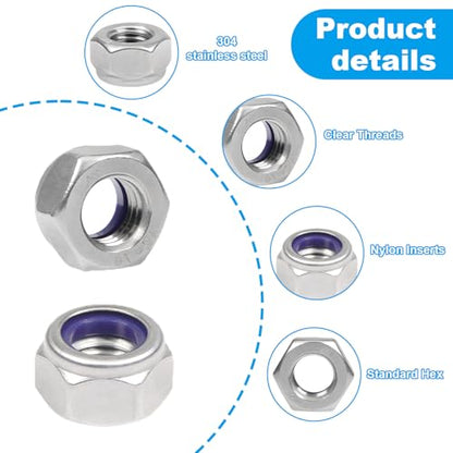 120PCS M4 Locknuts M4x0.7mm Nylon Insert Hex Lock Nuts - size: M4x0.7mm;120 PCS
