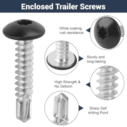Black #10 x 1 in Enclosed Trailer Screws Self Tapping for RV - 150 Pcs - color: Black, size: 1 inch