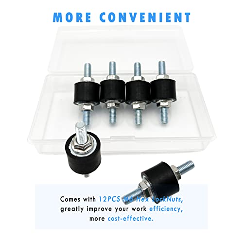 M6 Rubber Isolator Mounts with Studs Air Compressor Pump Shock Absorbers - size: VV-M6x18-20x15