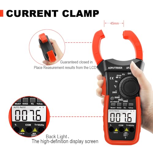 Clamp Meter with Bluetooth, 4000 Counts TRMS Multimeter, CAT II 1000V AC/DC Voltage Tester, Amp Ohm Temp Capacitance, Smart APP Data Logging for HVAC Electricians