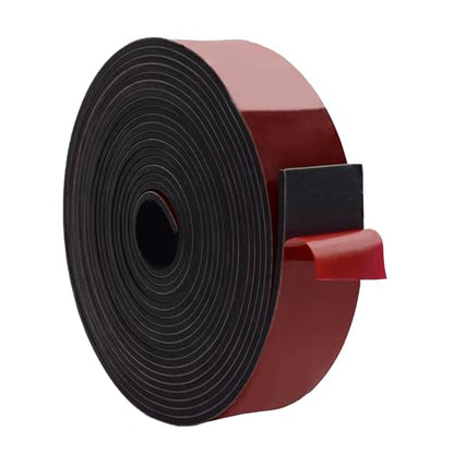 DEVNOL Self-Adhesive Neoprene Rubber Strips 1/8" Thick x 2” Wide x 23' Long, Sealing, Cushioning, Weather Stripping, Gaskets, and DIY Projects, Weatherproof - color: red adhesive backing, size: 1/8" x 2" x 23'