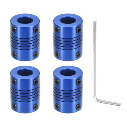 Flexible Shaft Coupling(7mm|10mm): 4 Pcs Blue Aluminum Alloy - color: Blue, size: 7mm x 10mm (19mm OD, 25mm L)