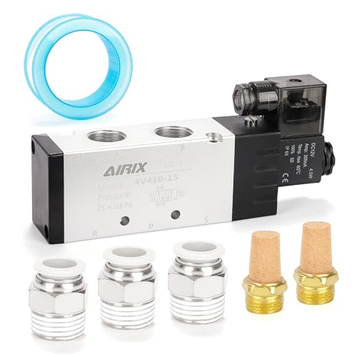 1/2" NPT Solenoid Valve 4V410-15, 5-Way 2-Pos, DC 12V, Junction Box - size: NPT1/2″, style: DC12/Junction on Box