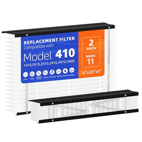 2 Pack 410 Replacement Filter,MERV11,16x25x4,Compatible with AprilAire 410 Whole House Air Purifiers Models,1410,1610,2410,2416,3410,4400,HVAC Furnace Filter Replacement,Actual Size:16"x28"x4"