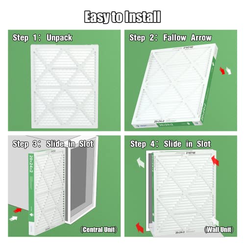 20x24x2 Air Filter TRIGHTFILTERS, Durable MERV 8 Pleated Home HVAC AC Furnace Heater Filters Replacement, Lightweight Compact Air Conditioner Filters 4 Pack - size: 23.6" x 19.6" x 1.8"