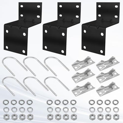 MOOKEERF Antenna Pole Mount Bracket Kits - 3 Set Black-Coated Antenna Pole Mast Mount Bracket with Double U-Bracket Assembly + 12 Screws for Outside Home Antenna Pole Holder - size: 3 Set Black