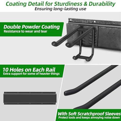 Garage Wall Organizer, 96 in Garden Tool Organizer with 12 Adjustable Hooks - size: 96 inch 12-Hook