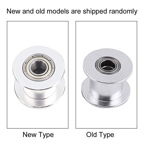 Gt2 Idler Pulley 10mm, 5 Pcs Toothless Bore 5mm Aluminum Aloy Timing Belt Drive Pulley for 3D Printer 10mm Width Timing Belt, Belt Tensioner Pulley Without Teeth
