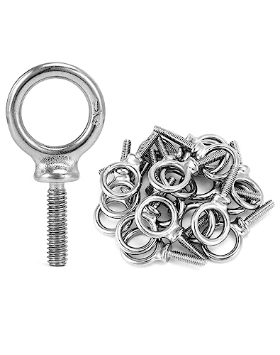 QWORK Eye Bolt, 50 Pack 1/4"-20 x 1 Marine Grade Stainless Steel Lifting Ring Threaded Eyebolt Machinery Shoulder Eyebolts - color: 50 Pack, size: 1/4" - 20 x 1"