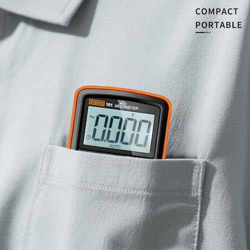 ZIBOO 101 Mini Digital Multimeter, TRMS 4000 Counts Auto-Ranging Pocket Voltmeter, Multi Tester for AC/DC Voltage Current Resistance Capacitance, with NCV, Live Wire, Battery Test and LCD Backlight