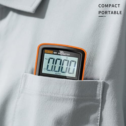 ZIBOO 101 Mini Digital Multimeter, TRMS 4000 Counts Auto-Ranging Pocket Voltmeter, Multi Tester for AC/DC Voltage Current Resistance Capacitance, with NCV, Live Wire, Battery Test and LCD Backlight