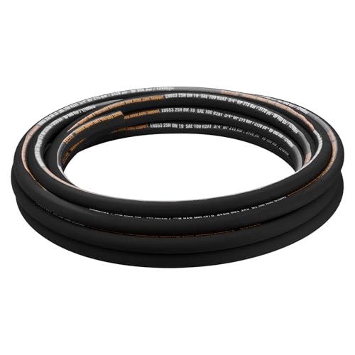 VEVOR Hydraulic Hose 3/4 inch x 50 ft, Coiled Hydraulic Hose 3120 PSI, Rubber with 2 High-Tensile Steel Wire Braid, Bulk -20℃ to 140℃, Hydraulic Oil Flexible Hose - style: 3/4 inch x 50 ft