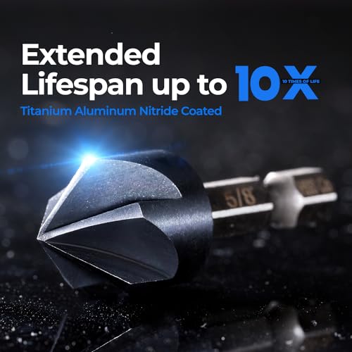 toolant 5/8" Noir-Ti Cobalt Countersink Drill Bit(Pro), Titanium Aluminum Nitride Coated with Quick Change Hex Shank - size: 5/8 in