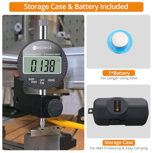 Neoteck 0-12.7mm/0.5" Digital Dial Indicator 0.01mm/0.0005" with Resolution - color: Black, size: 0-0.5''/0.0005''