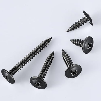 Wensilon（300 pcs）#6×1-1/4" Phillips Truss Head Wood Screws Black Galvanizing Quick Metal Self Tapping. - color: Black, size: #6×1-1/4"