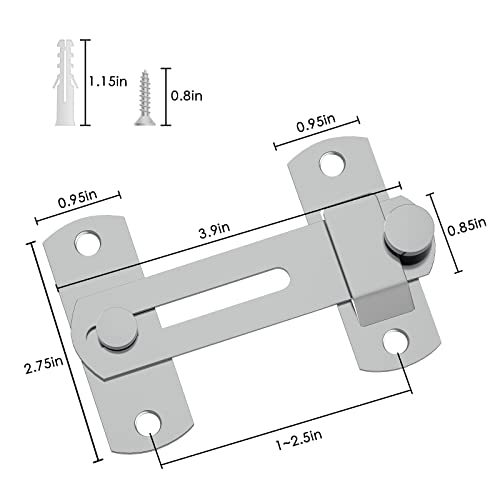 L'aimefois 180 Degree Flip Sliding Barn Door Lock for Privacy (Silver 1) - color: silver 1