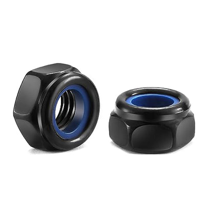 M8 x 1.25mm Nylon Insert Hex Lock Nuts 100Pcs 304 Stainless Steel Locknuts, Hex Drive, Black Oxide by SG TZH - color: Black, size: M8