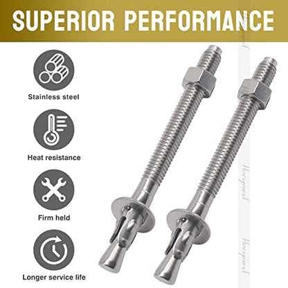 Concrete Anchors 3/8, Wedge Anchors for Concrete&Anchor Bolts - size: 3/8" x 4-1/2"