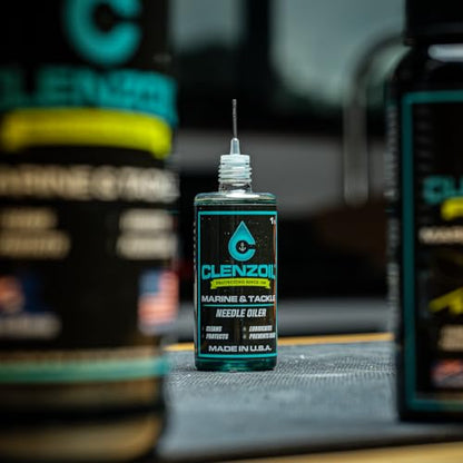 CLENZOIL Marine & Tackle - Fishing Gear Oil Lubricant - for Fish Care Reels, Boat Motors, Downriggers & More - Easily Oils Applicator - size: 2 oz + 1 oz Combo