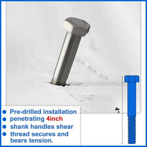10 Pack 5/8-11 x 4'' Hex Head Cap Screw Bolt Stainless Steel 304 - size: 5/8-11 x 4''