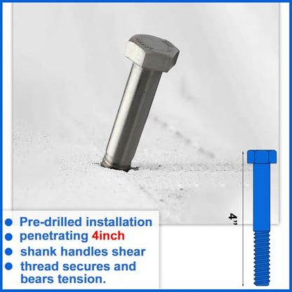 10 Pack 5/8-11 x 4'' Hex Head Cap Screw Bolt Stainless Steel 304 - size: 5/8-11 x 4''