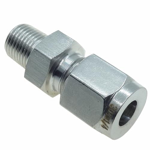 1 Piece 1/4" Tube OD x 1/8" NPT Male Pipe Double Ferrule Compression Fitting Straight Adapter Connector 304 Stainless Steel,1000 Psi - size: 1/4"OD x 1/8"NPT, style: 1 piece