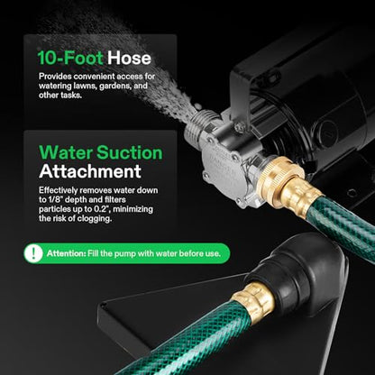 VIVOSUN 1/10HP Water Transfer Pump, 330 GPH Utility Pump with ON/OFF Switch - size: 9"×8"-330 with ON/OFF Switch