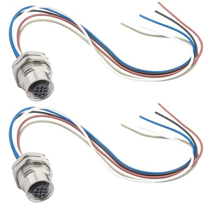 2PCS M12 5 Pin A Code Female Circular Aviation Connector Cable 0.2m - color: Female, size: 5Pin Front Mount