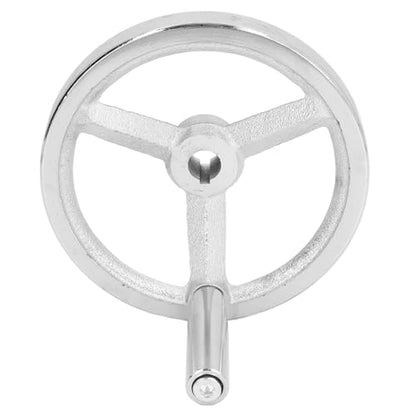 Walfront Lathe Handwheel 16x160MM Rotary Handwheel Chrome Plated Cast Iron Round Hand Wheel with Removable Handle Easy to Install