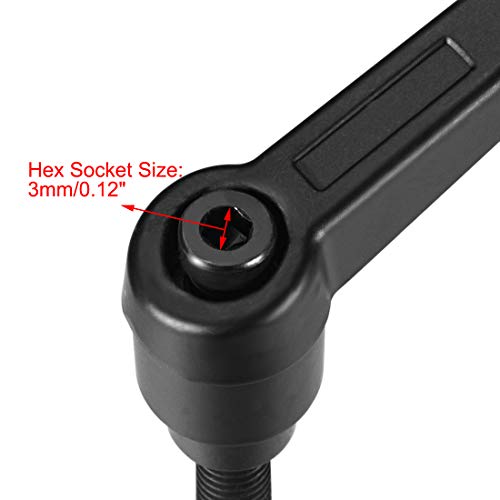 uxcell 5pcs Adjustable Clamping Lever Handle M6 x 32mm Metric Black Oxide Carbon Steel Male Threaded Stud Hand Knobs Ratchet Rotating Screw Handles Bolts with Locking Lever Black - size: M6 x 32mm