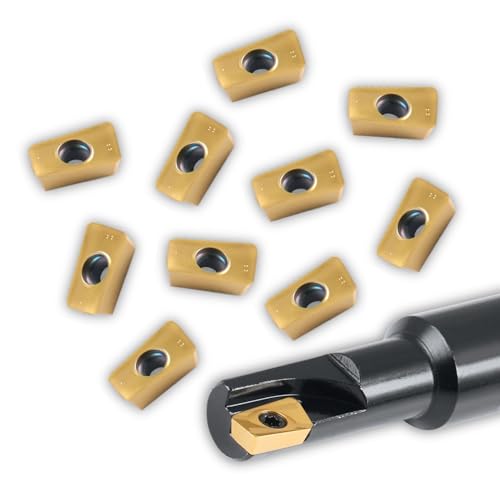 Accusize Industrial Tools 1/2" 90° Square Shoulder Indexable End Mill w/ 10 add'l APKT11T308 Inserts, 5/8" Shank, 3-1/4" OAL, 0.433" ap, 1 Flute, APKT11T308, Carbide Insert, 0056-0913+0056-1130 - size: 1/2" Cut, 5/8" Shk, 1 Fl, w/ 10 add'l inserts