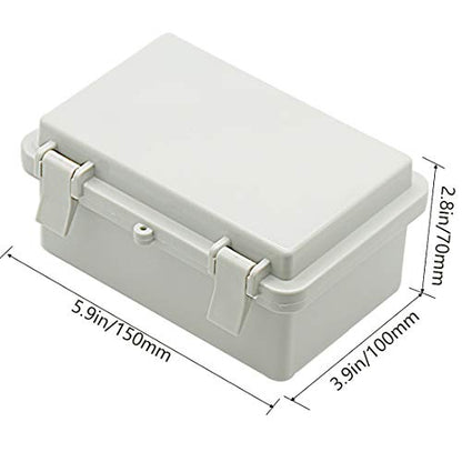Zulkit IP65 Waterproof ABS Plastic Electrical Box - Hinged Shell, 2 Cable Glands, 5.9 x 3.9 x 2.8 inch - size: 5.9" x 3.9" x 2.8"