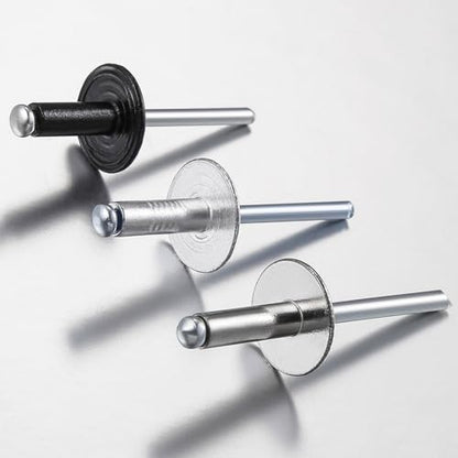 Wensilon(pcs) 1/4 * 3/4" Large Cap Open End Aluminum Blind Rivets,6.4 * 19 Blind Rivet - color: Aluminum, size: 1/4*3/4