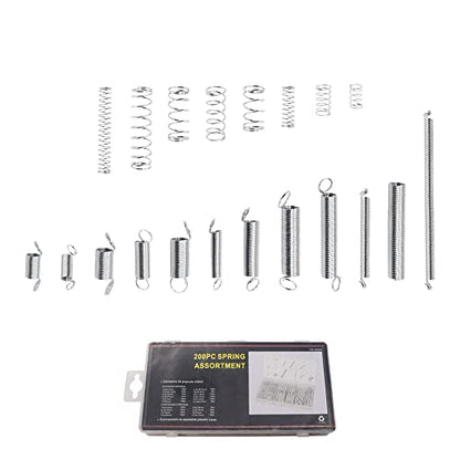Dianrui 200PCS Spring Assortment Kit 20 Different Sizes Mini Zinc Plated Steel Compression and Extension Springs for DIY Repair Project