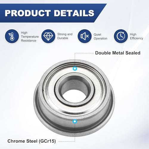 M METERXITY 4-Pack F694ZZ Flanged Ball Bearing, 4 x 11 x 4mm Double Metal Shielded Chrome Steel (GCr15) Flange Rip Bearings for Wheelbarrow/Printer/Fax Machines/Power Tools - size: 4mm x 11mm x 4mm