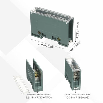 MECCANIXITY 1 in 2 Out Rail Terminal Blocks, 690V 150A Connectors Power Distribution Block Crimp Wiring Splitter with Flame-Retardant Housing for Power Distribution Cabinets 12-6AWG Gauge - size: 12-6AWG, style: 1 in 2 Out