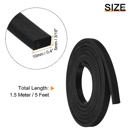 uxcell EPDM Rubber Foam Sheet Strip 3/16" T x 0.4" W x 5' L Rubber Sheet Rolls Weather Strip for DIY Gasket, Crafts, Insulation - size: 3/16" T x 0.4" W x 5' L