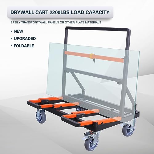 YANGTZE Folding Drywall Cart Heavy Duty,Drywall Dolly 2200 lbs - style: Loading Deck Extensible