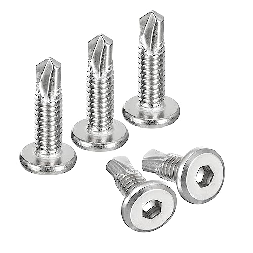 uxcell 100pcs Hex Socket Self Tapping Screws 1/4 x 1, 410 SS, Silver - color: Silver, size: 1/4 x 1"